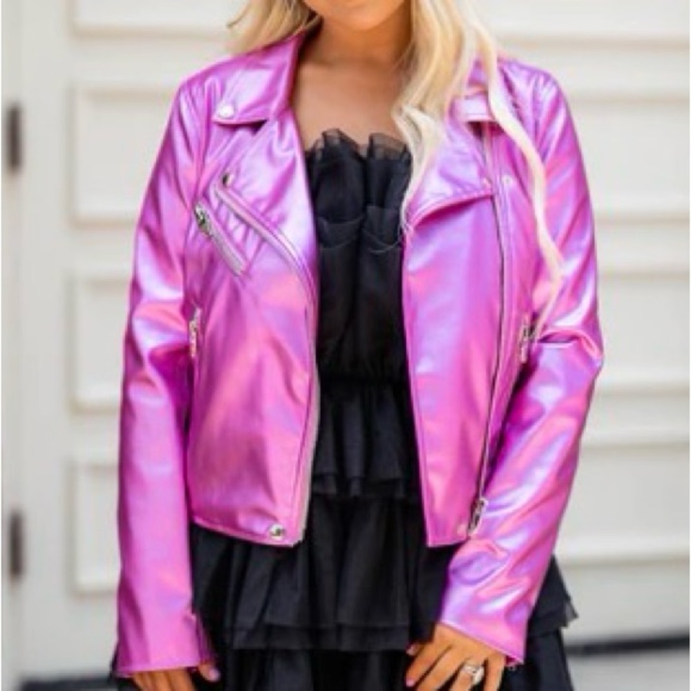 Buddy Love Shiny Pink Leather Jacket
